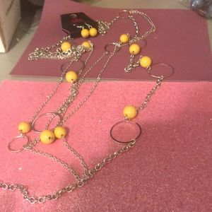 COPY - Sliver and yellow necklace and earring set